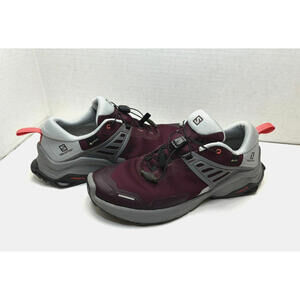 Salomon Women's X Raise GoreTex Hiking Outdoor Shoes Waterproof Burgundy Sz 9.5